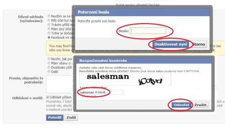 FOTO: Deaktivace &uacute;čtu FB 3