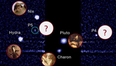 Pluto a jeho měsíce. Zdroj: SETI.org