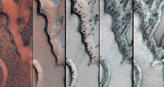 FOTO: Písečná duna ze suchého ledu na Marsu